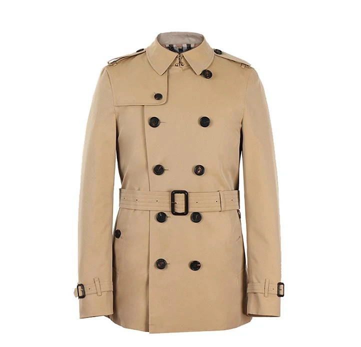 商品Burberry|Burberry Mens The Chelsea Short Double-breasted Trench Coat In Honey,价格¥4087,第1张图片