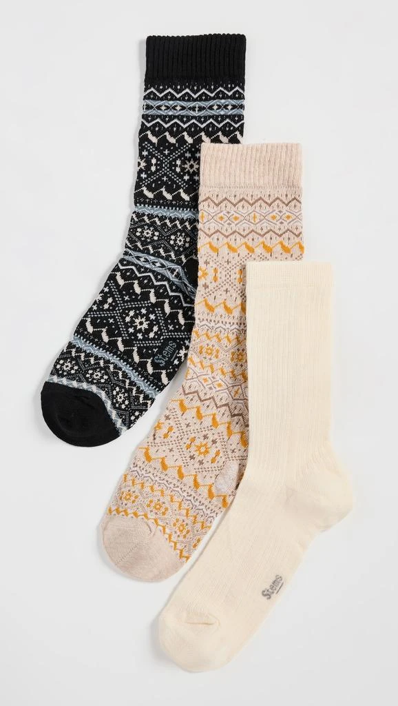 商品Stems|Snowflake Cashmere Socks Gift Box of Three,价格¥740,第1张图片