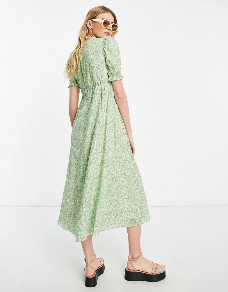 商品& Other Stories|& Other Stories midi dress with drawstring waist and puff sleeves in pretty floral,价格¥503,第2张图片详细描述