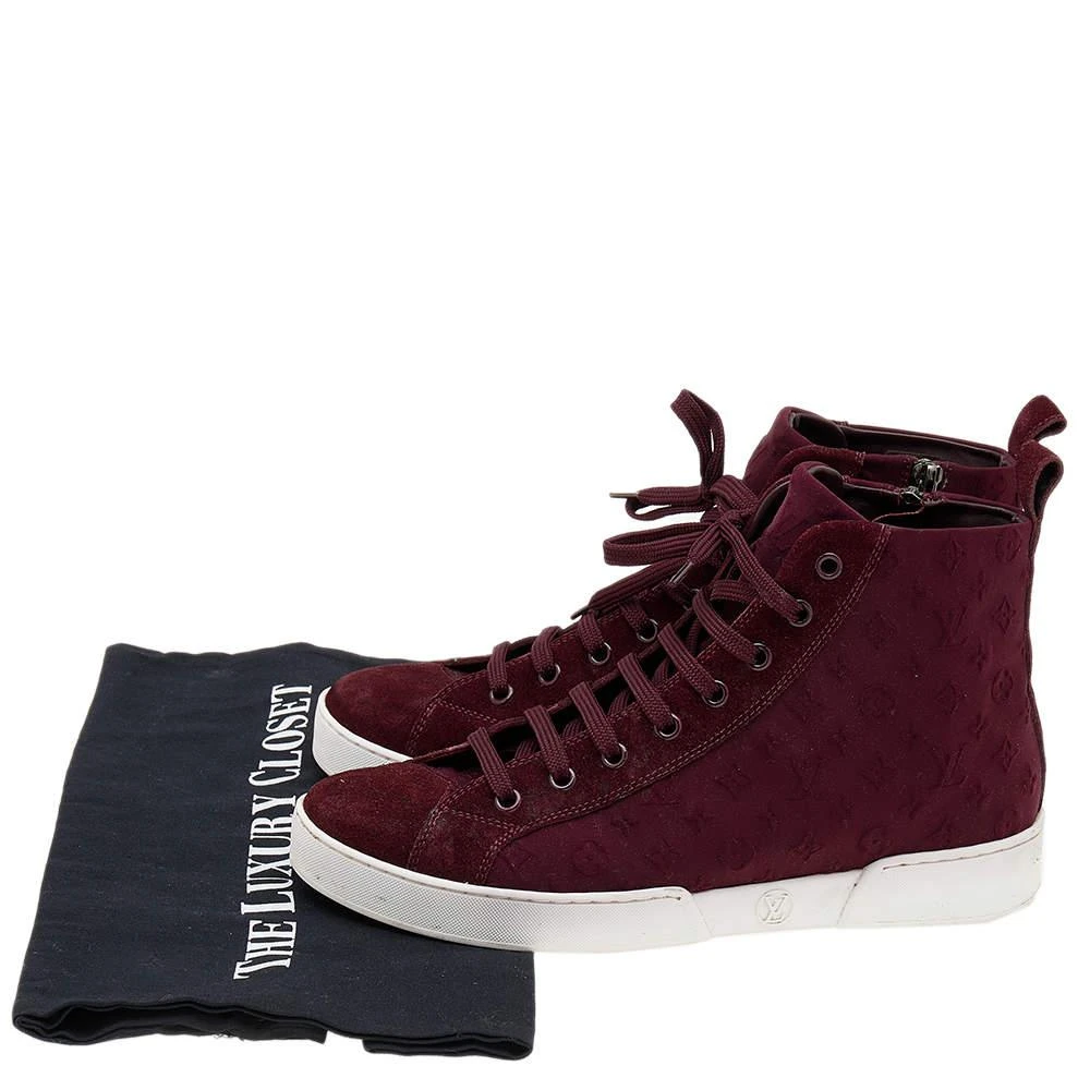 Louis Vuitton Burgundy Monogram Fabric And Suede High Top Sneakers Size 37 商品
