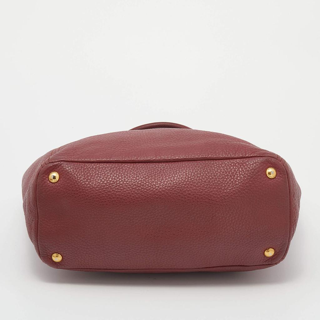 Prada Burgundy Vitello Danio Leather Side Pocket Shoulder Bag商品第7张图片规格展示