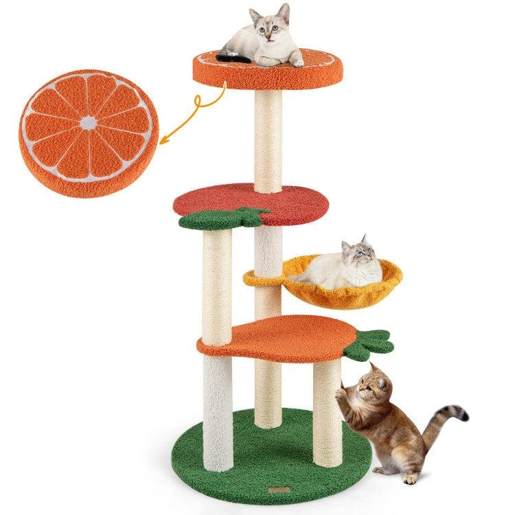 商品Hivvago|Multi-Level Cat Tree Pet Activity Center With Fruit-Shaped Platforms And Orange,价格¥713,第1张图片