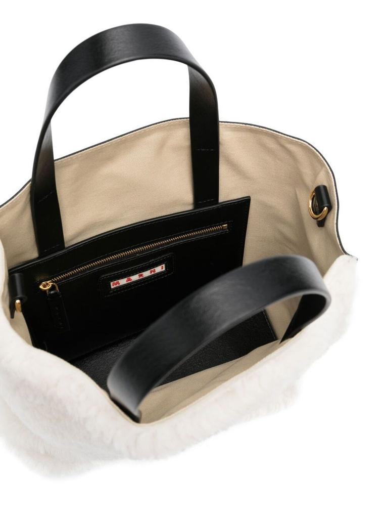 Museum  White and Black Wool Shopper  Bag with Logo Marni Woman商品第4张图片规格展示