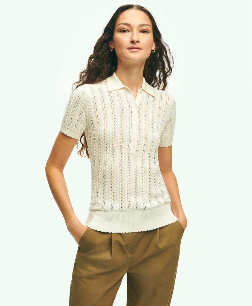 商品Brooks Brothers|Silk Blend Pointelle Polo Sweater,价格¥826,第1张图片