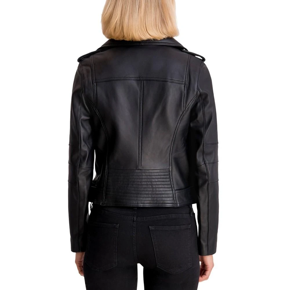 商品Michael Kors|Women's Petite Belted Leather Moto Jacket,价格¥2749,第2张图片详细描述