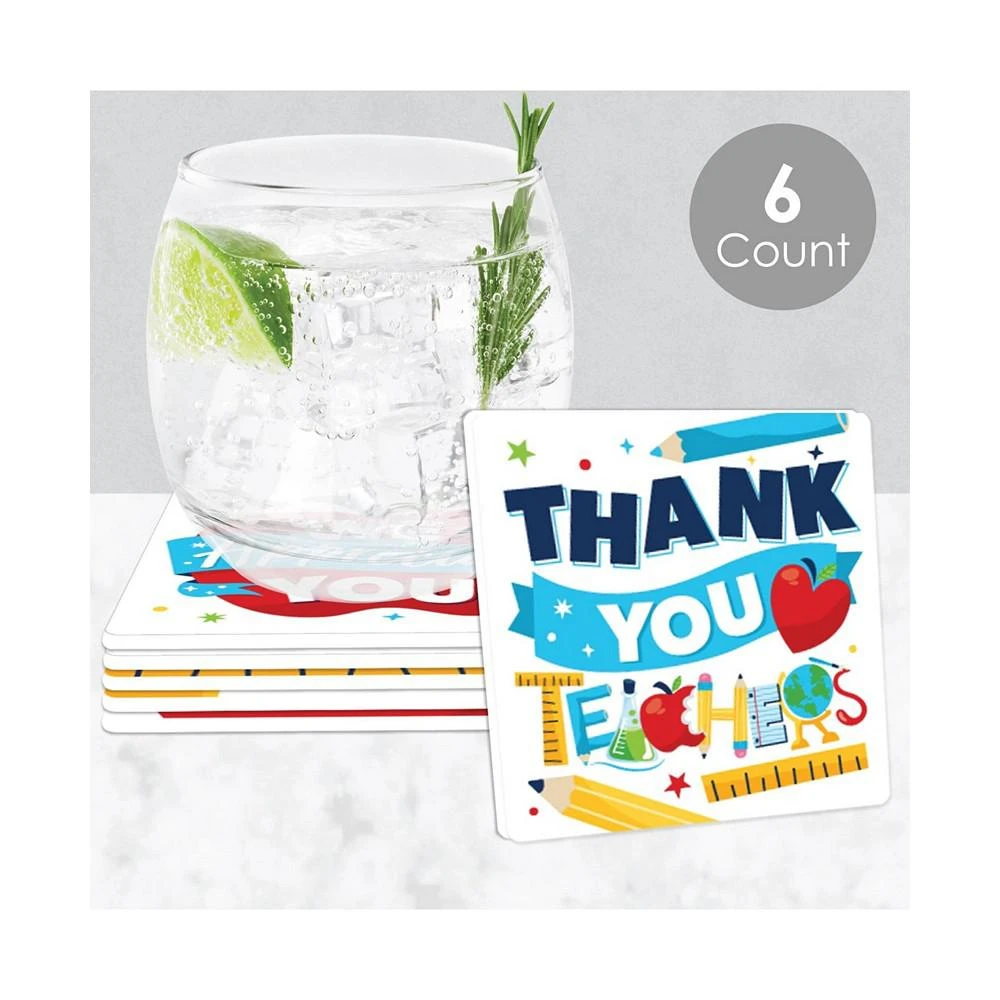 商品Big Dot of Happiness|Thank You Teachers - Teacher Appreciation Decor - Drink Coasters - Set of 6,价格¥119,第2张图片详细描述