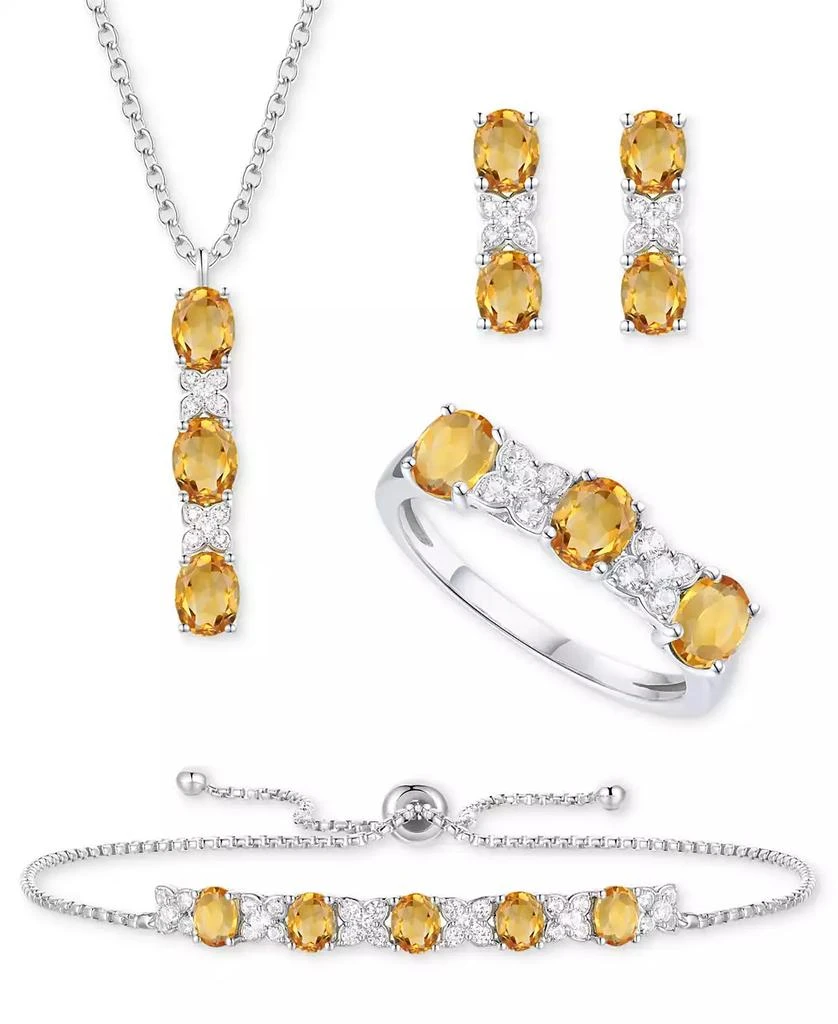 商品Macy's|5-Pc. Set Amethyst (4-5/8 ct. t.w.) & Lab-Grown White Sapphire (3/4 ct. t.w.) Ring, Pendant Necklace, Bracelet, & Stud Earrings in Sterling Silver (Also in Additional Gemstones),价格¥2944,第1张图片