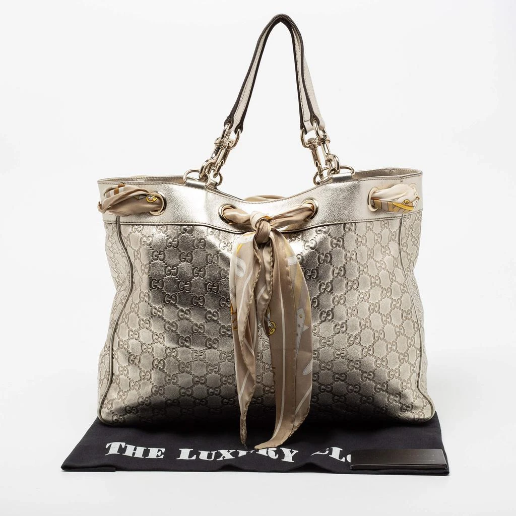 Gucci Metallic Gold Guccissima Leather Positano Scarf Shopper Tote 商品