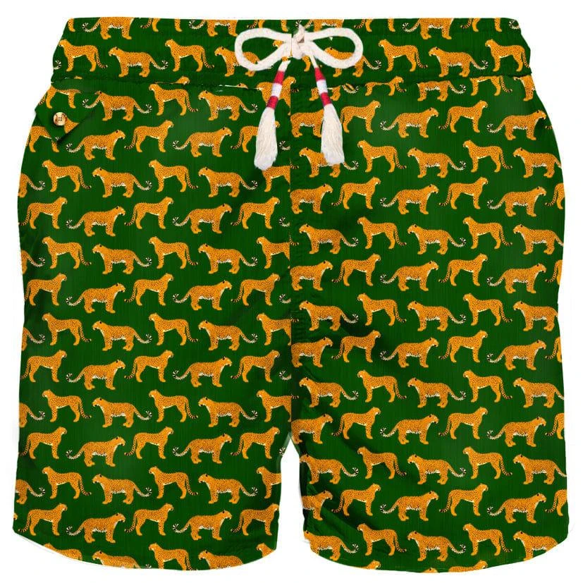 商品Mc2 Saint Barth|Man Light Fabric Swim Shorts With Cheetah Print,价格¥1192,第1张图片