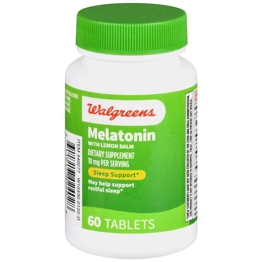 商品Walgreens|Melatonin with Lemon Balm 10 mg Tablets (60 days),价格¥108,第1张图片