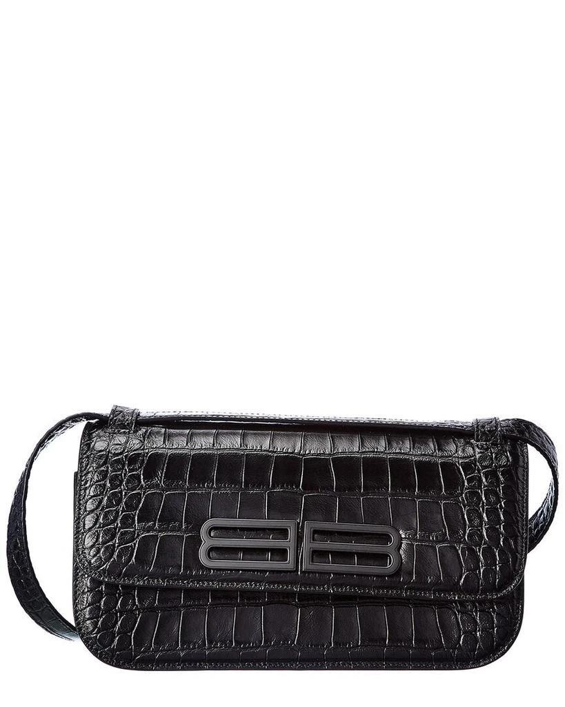 商品Balenciaga|Balenciaga Gossip Small Croc-Embossed Leather Shoulder Bag, Black,价格¥10915,第1张图片