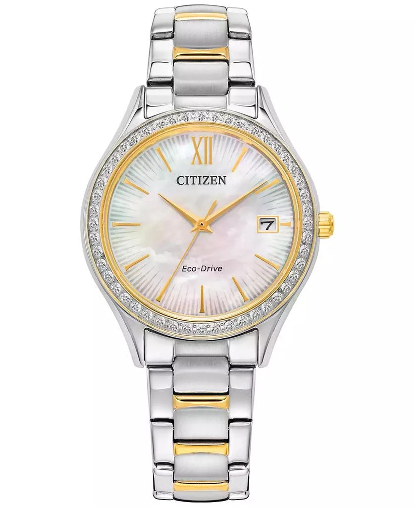 商品Citizen|Eco-Drive Women's Crystal Two-Tone Stainless Steel Bracelet Watch 34mm,价格¥1635,第1张图片