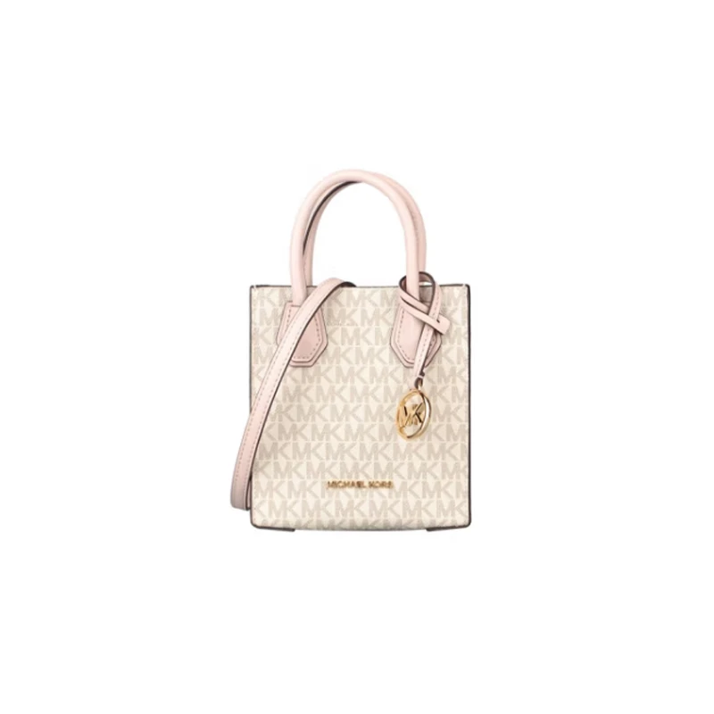 商品Michael Kors|Michael Kors 奥莱款 MERCER超小号PVC老花配皮女士手提斜挎购物包 35T1GM9C0I-PWD-BLSH-MLT,价格¥1203,第1张图片