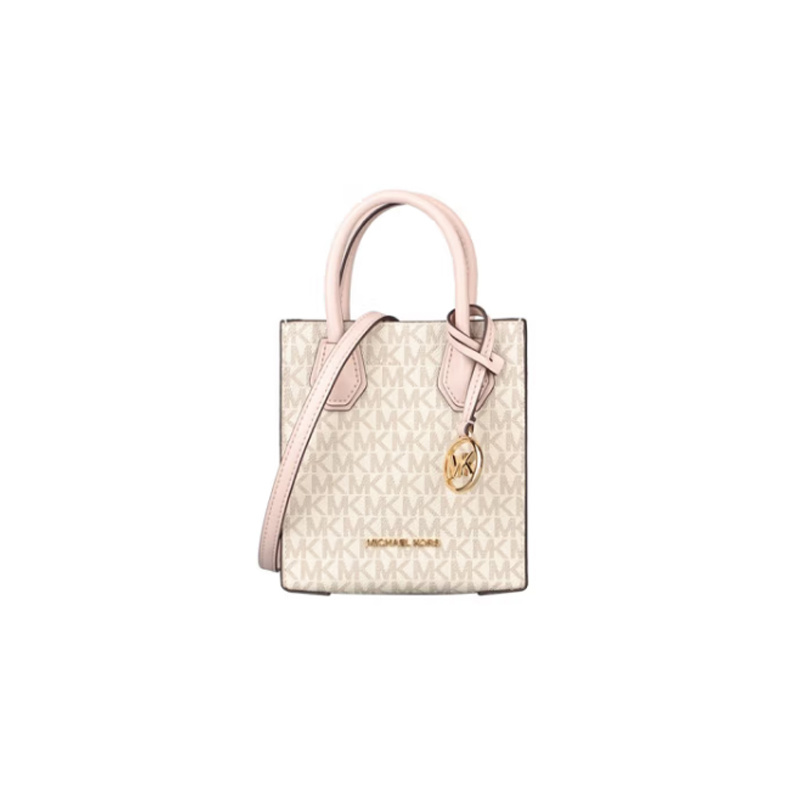 商品Michael Kors|Michael Kors 奥莱款 MERCER超小号PVC老花配皮女士手提斜挎购物包 35T1GM9C0I-PWD-BLSH-MLT,价格¥1178,第1张图片