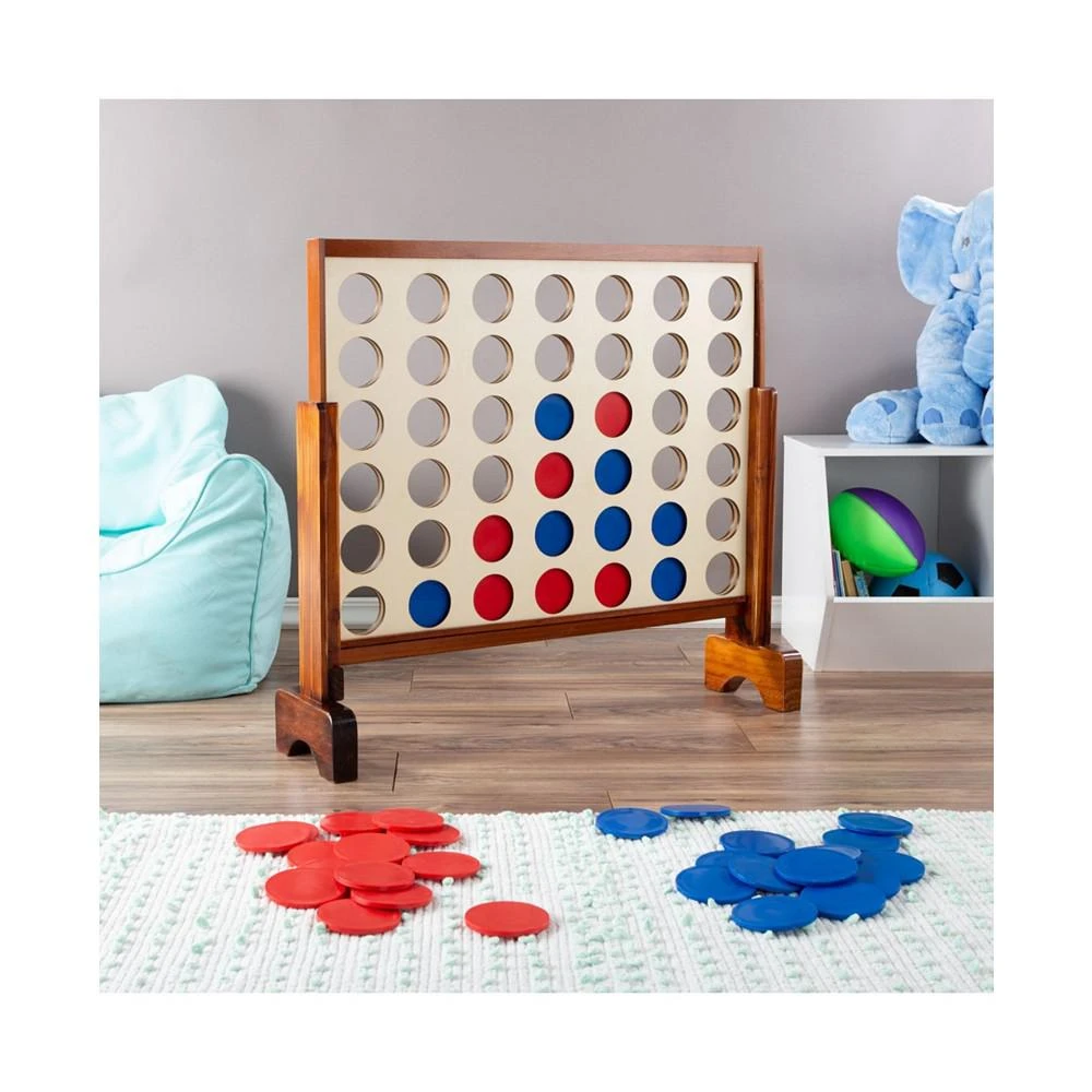 Hey Play 4-In-A-Row - Giant Classic Wooden Game For Indoor And Outdoor Play, 2 Player Strategy And Skill Fun Backyard Lawn Toy For Kids And Adults 商品