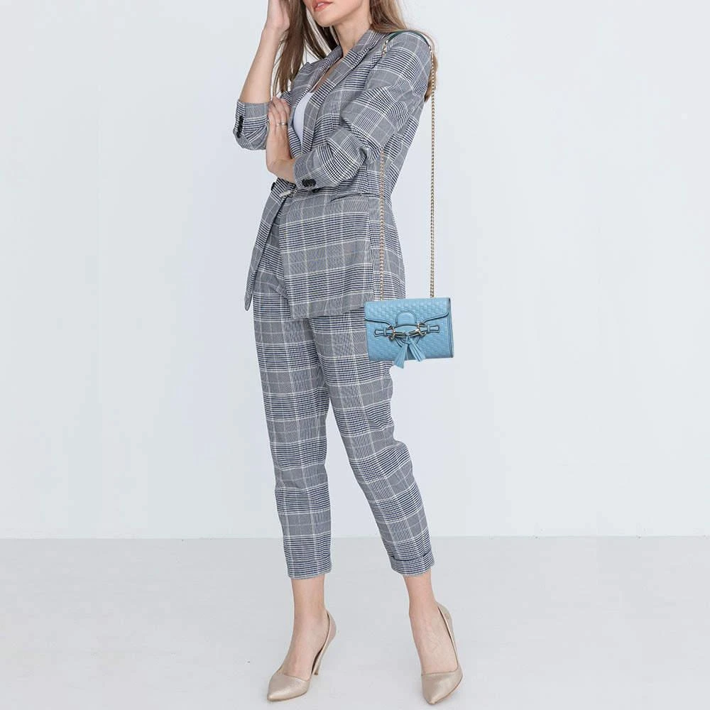 商品Gucci|Gucci Light Blue MIcroguccissima Leather Mini Emily Chain Shoulder Bag,价格¥5689,第2张图片详细描述