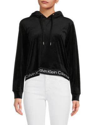 商品Calvin Klein|Logo Hem Velvet Hoodie,价格¥223,第1张图片