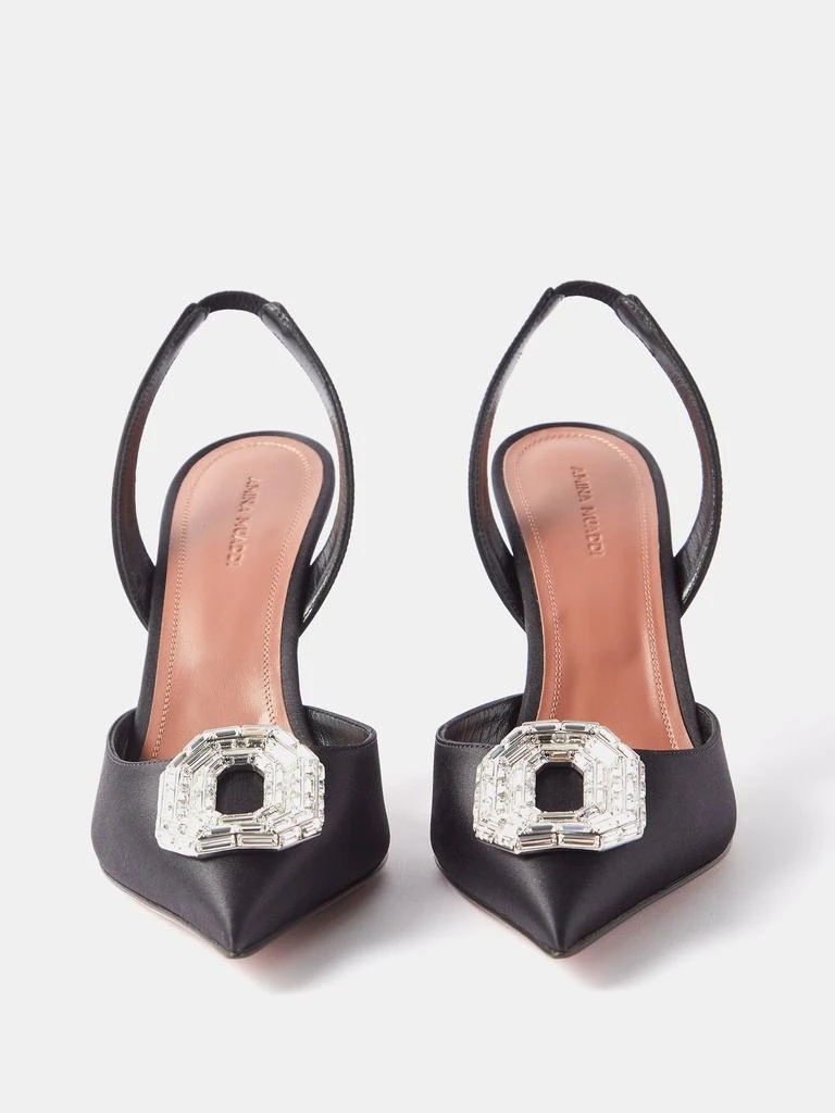 商品Amina Muaddi|Camelia 90 crystal-brooch satin slingback pumps,价格¥9690,第5张图片详细描述