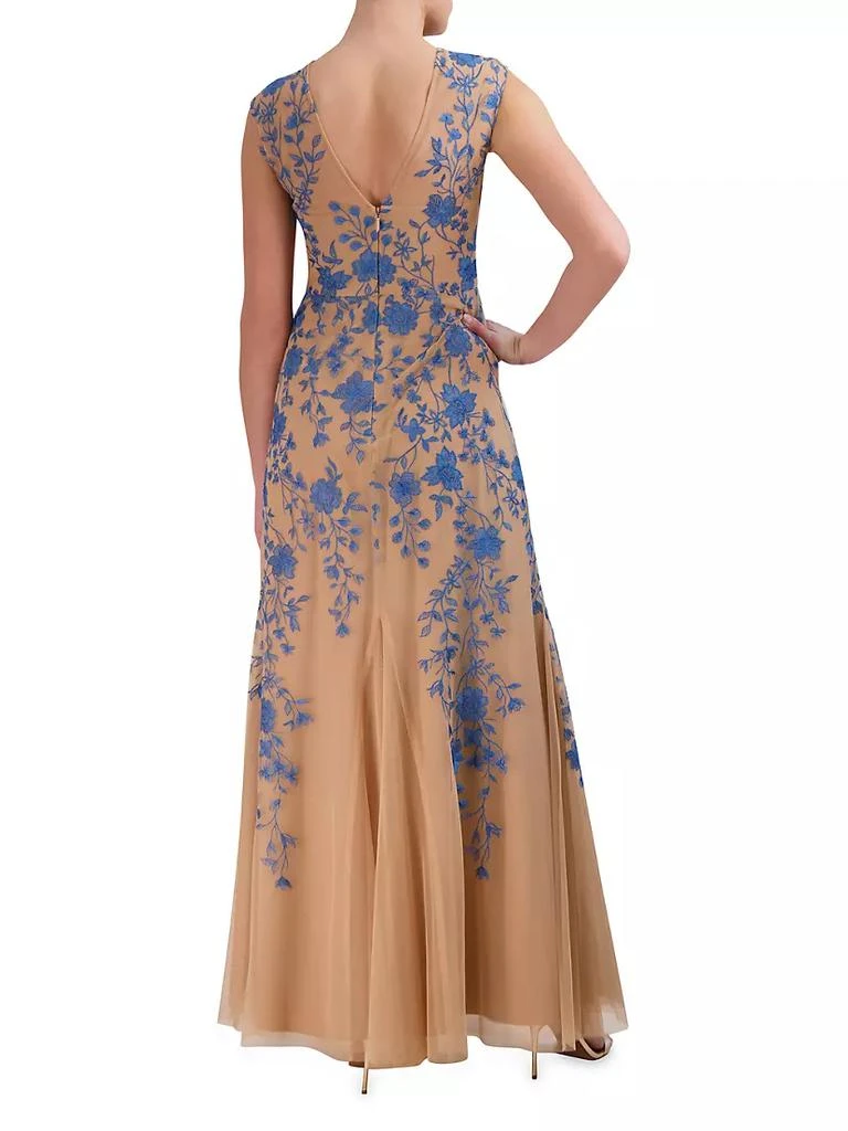 商品BCBG|Floral-Embroidered Tulle Gown,价格¥4088,第5张图片详细描述