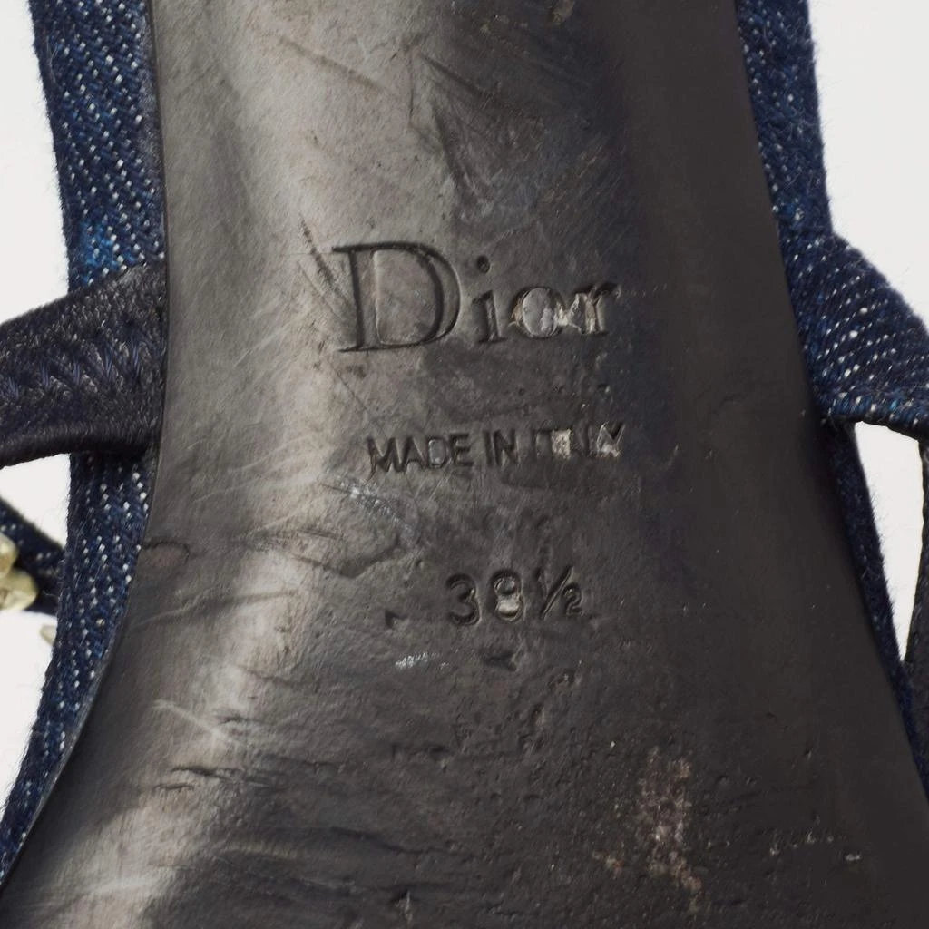 Dior Blue Denim Jewel Embellished Strappy Flat Sandals Size 38.5 商品