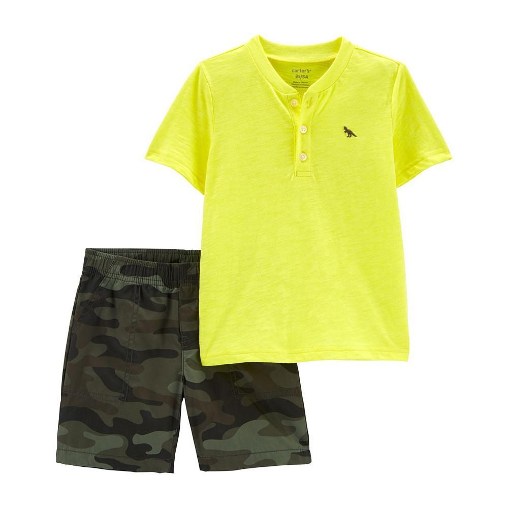 商品Carter's|Baby Boys 2-Piece Henley T-shirt and Shorts Set,价格¥67,第1张图片