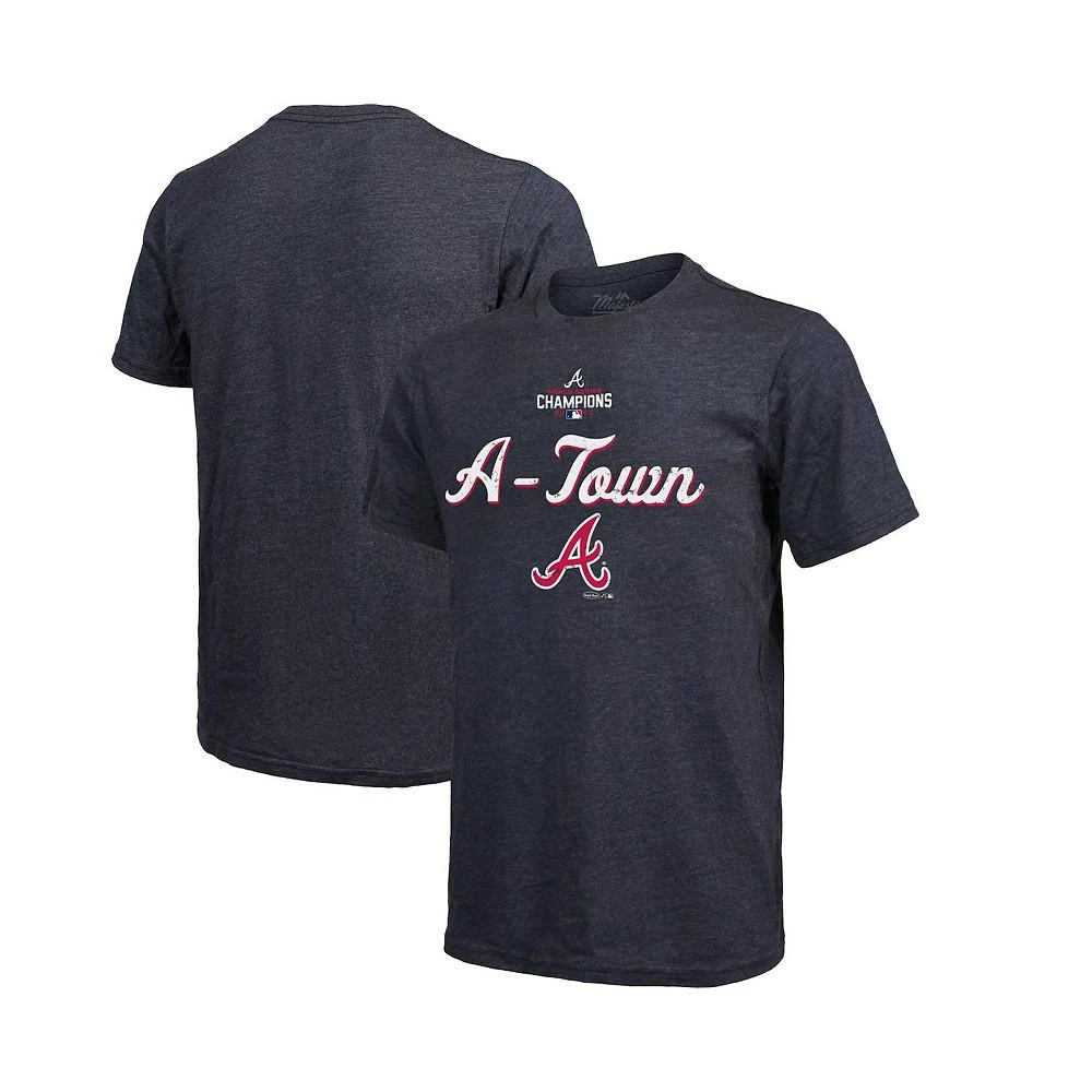 商品Majestic|Men's Threads Navy Atlanta Braves 2021 World Series Champions Team Saying Tri-Blend T-shirt,价格¥246,第1张图片