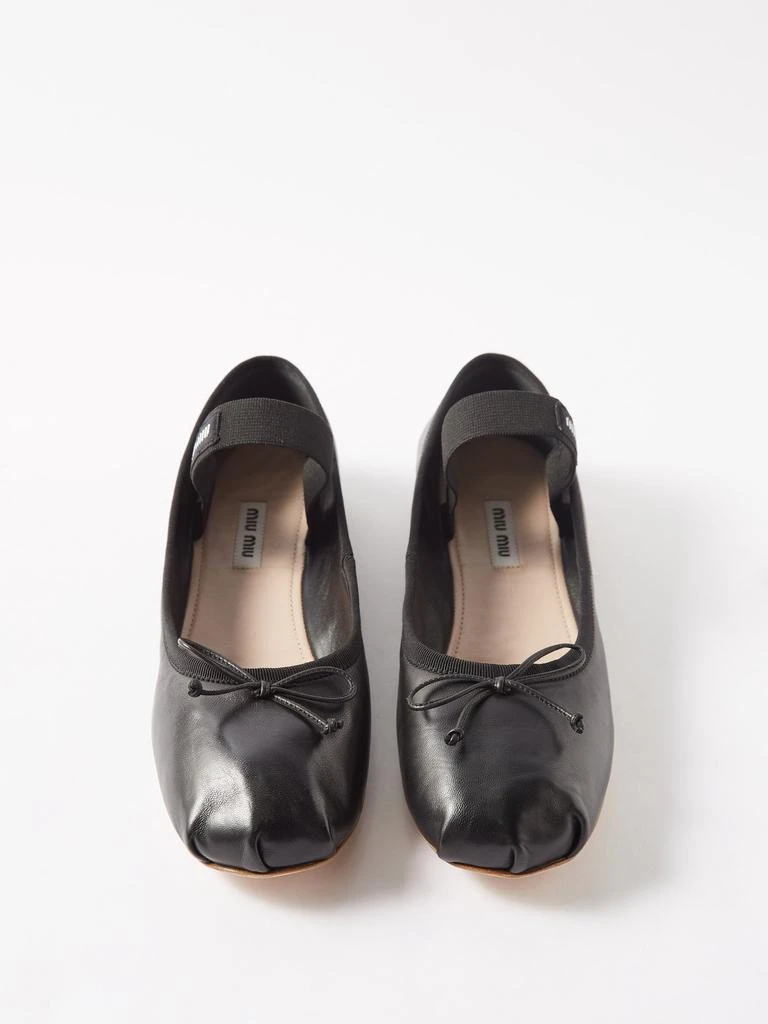 商品Miu Miu|Logo-strap leather ballet flats,价格¥7080,第5张图片详细描述