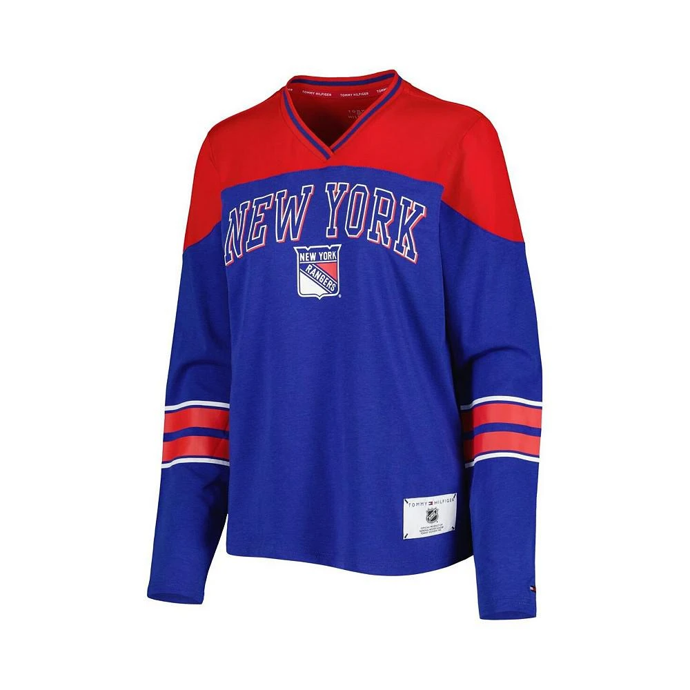商品Tommy Hilfiger|Women's Blue New York Rangers Abigail V-Neck Long Sleeve T-shirt,价格¥309,第2张图片详细描述
