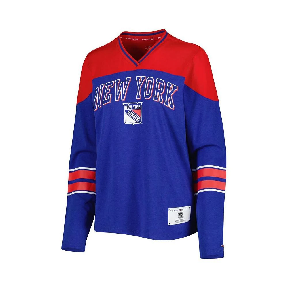 商品Tommy Hilfiger|Women's Blue New York Rangers Abigail V-Neck Long Sleeve T-shirt,价格¥307,第2张图片详细描述