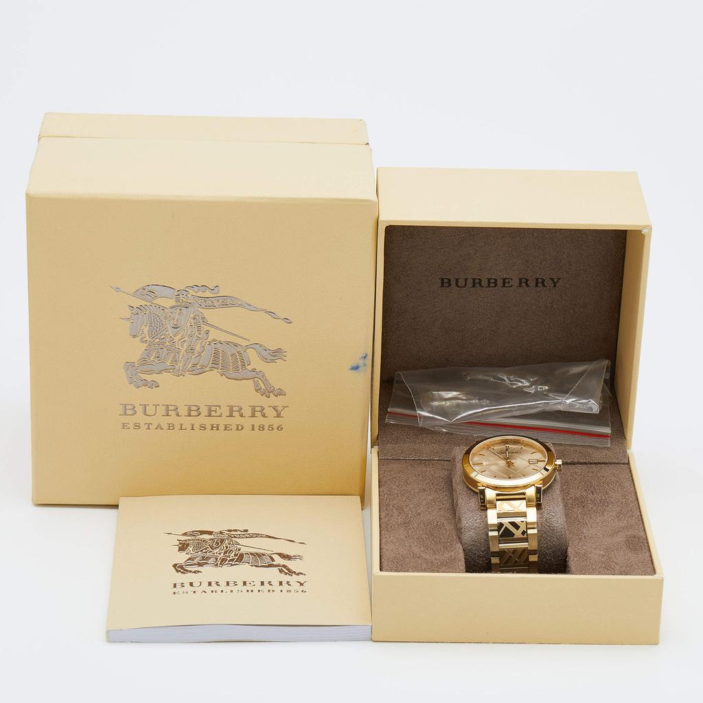 Burberry Gold Check Stamped Gold Plated Stainless Steel The City BU9038 Unisex Wristwatch 38 mm商品第8张图片规格展示