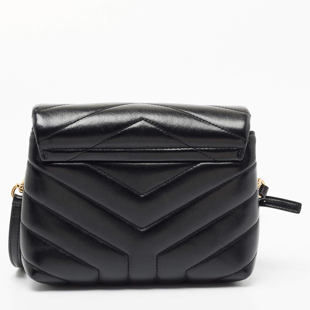 Saint Laurent Black Matelassé Leather Toy Loulou Crossbody Bag商品第4张图片规格展示