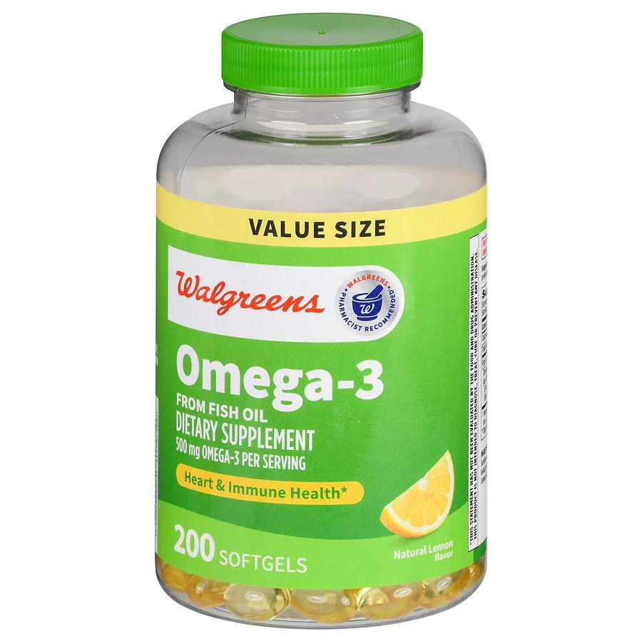 商品Walgreens|Omega-3 500 mg From Fish Oil Softgels Natural Lemon,价格¥134,第1张图片