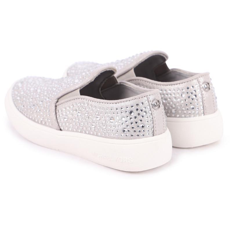 商品Michael Kors|Rhinestones all over logo slip on sneakers in silver,价格¥535,第4张图片详细描述