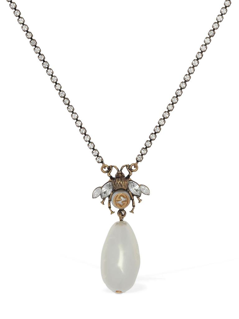 Bee Motif Crystal Charm Necklace商品第2张图片规格展示