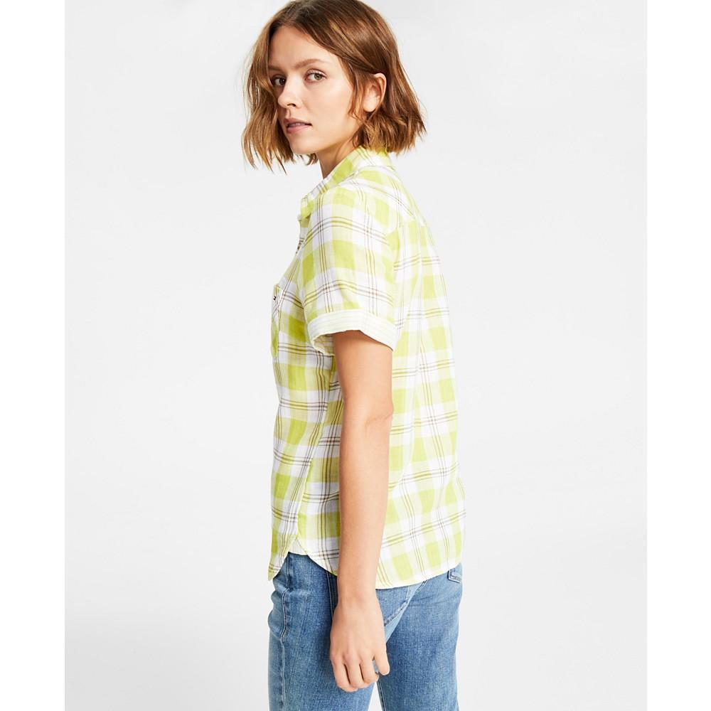 商品Tommy Hilfiger|Women's Cotton Plaid Pocket Camp Shirt,价格¥295,第4张图片详细描述