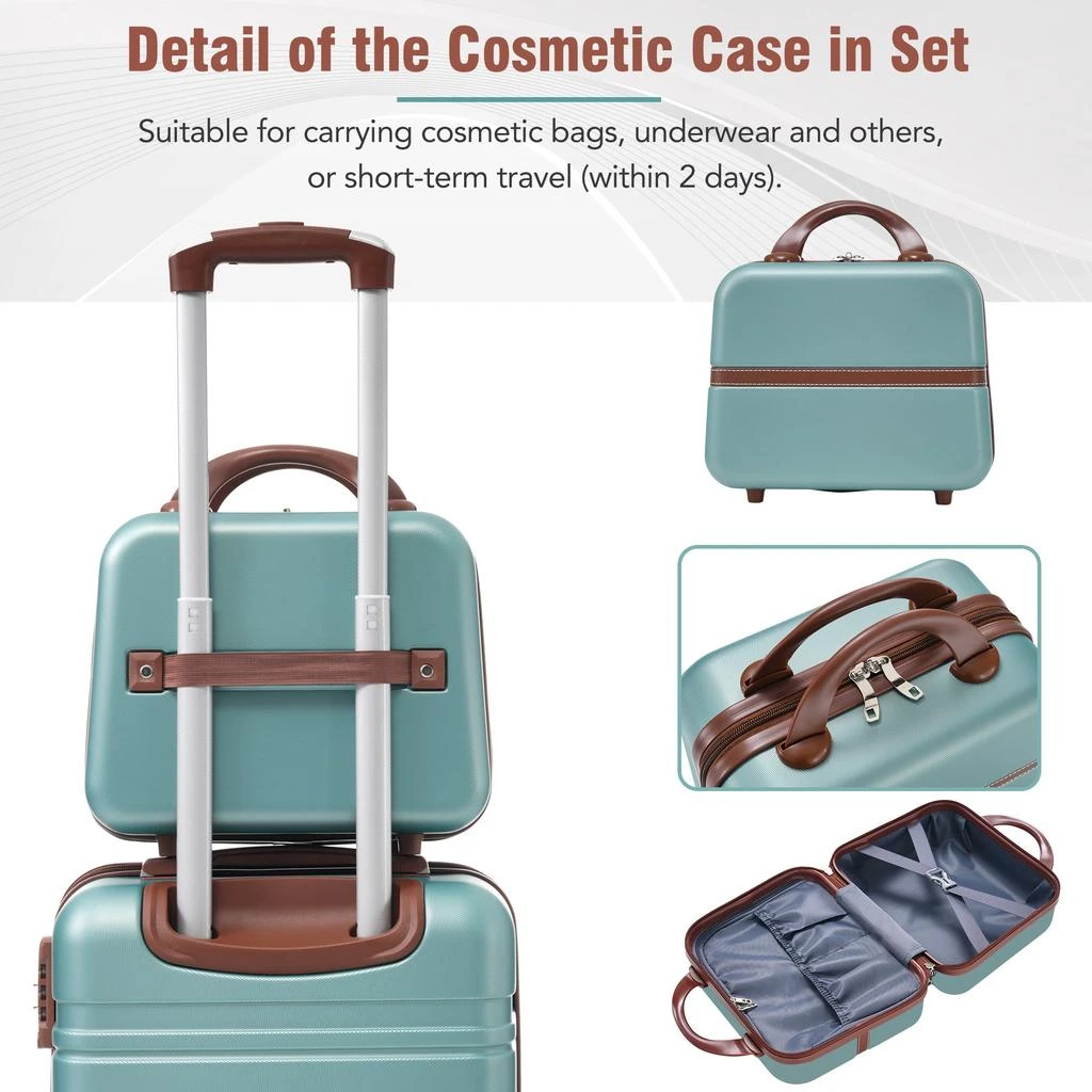 商品Streamdale Furniture|Streamdale Hardshell Luggage Sets 4 Pieces 20" +24" +28" Luggages and Cosmetic Case Spinner Suitcase with TSA Lock Lightweight,价格¥1827,第4张图片详细描述