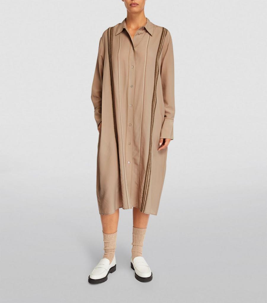 Silk-Blend Midi Shirt Dress商品第2张图片规格展示