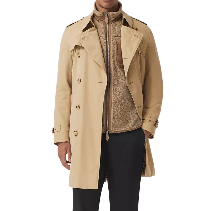 商品Burberry|【预售3-7天】BURBERRY/博柏利  新禧贺岁系列 男士蜜色纯棉肯辛顿版型风衣80458591,价格¥16755,第4张��图片详细描述