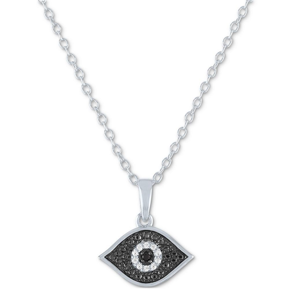 商品Macy's|Diamond Evil Eye Pendant Necklace (1/20 ct. t.w.) in Sterling Silver, 16" + 2" extender,价格¥748,第1张图片