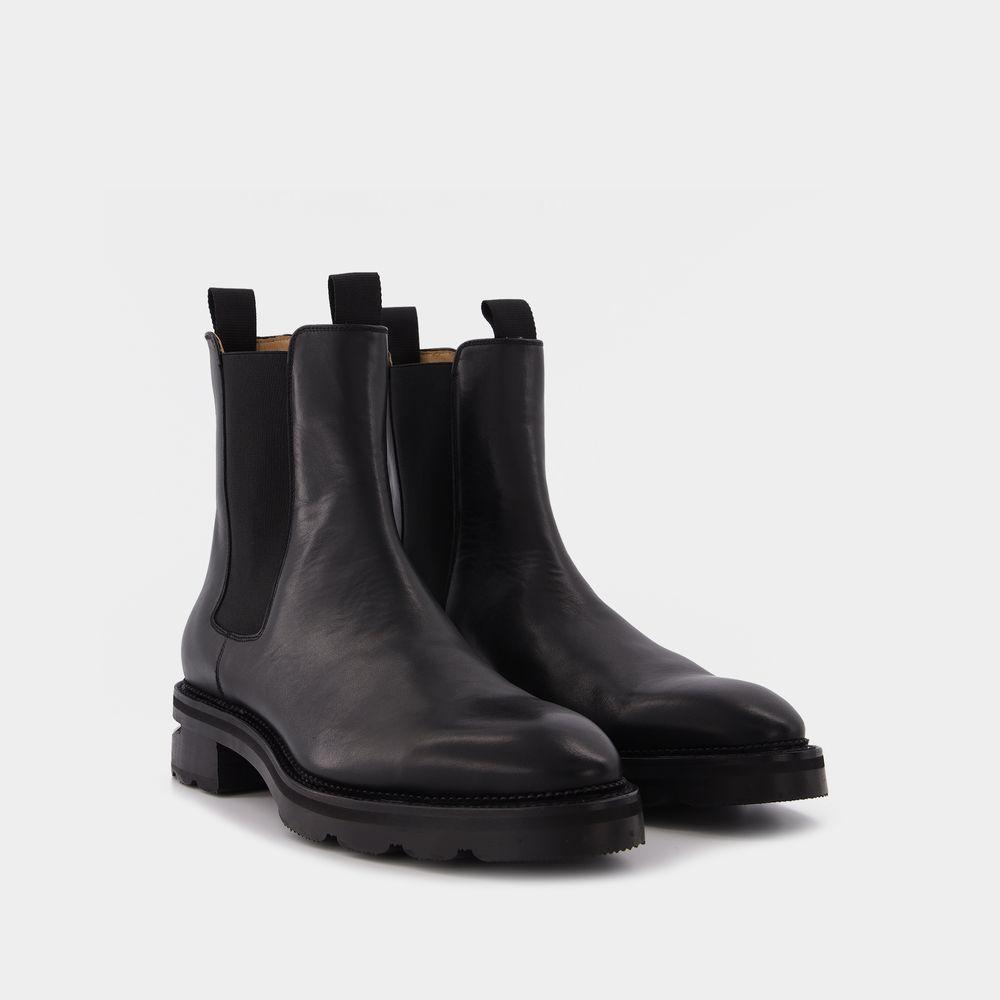 Low-Heeled Andie Cut-Out Boots in Black Box Calf Leather商品第2张图片规格展示