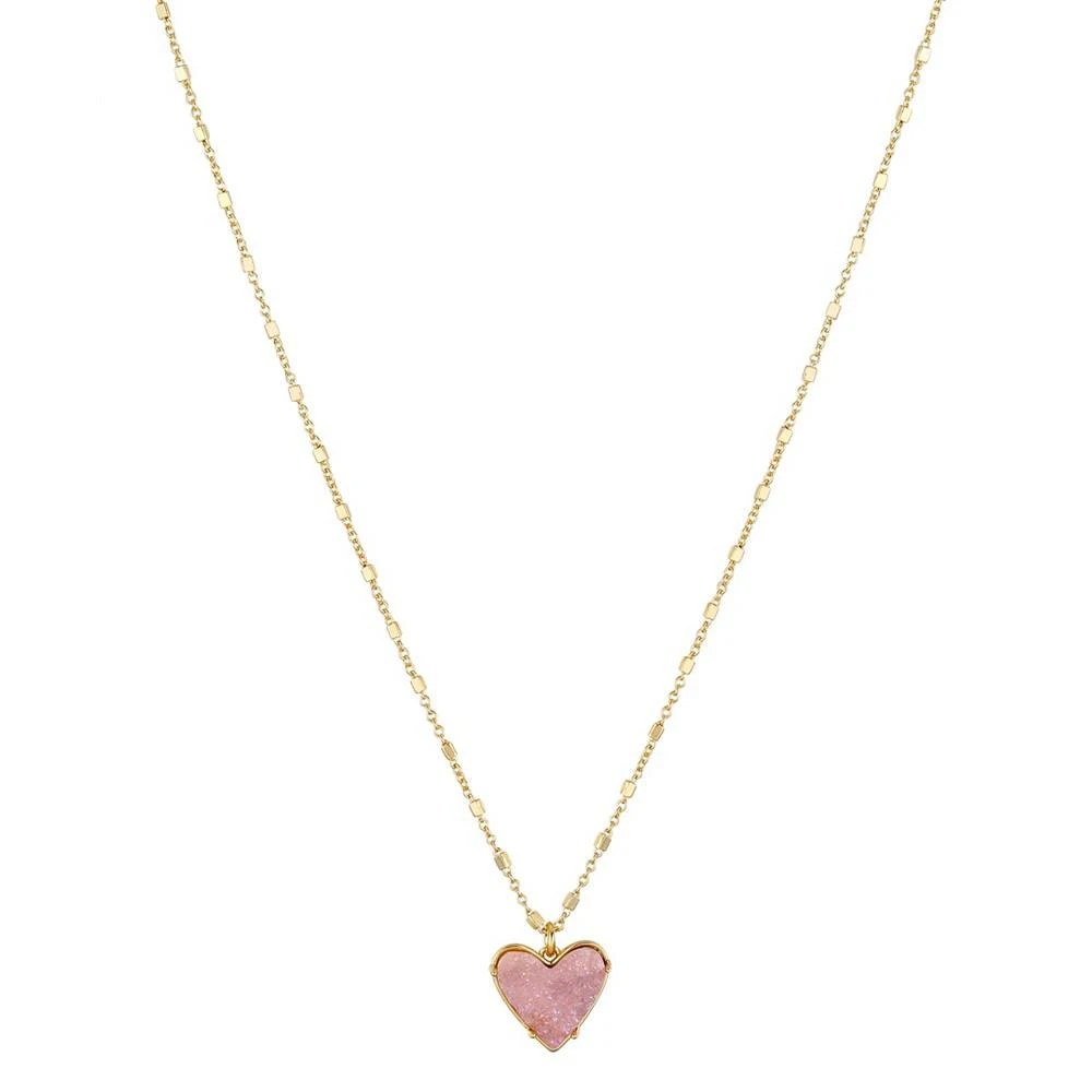 商品Unwritten|14k Gold Plated Pink Druzy Heart Pendant Necklace,价格¥186,第1张图片