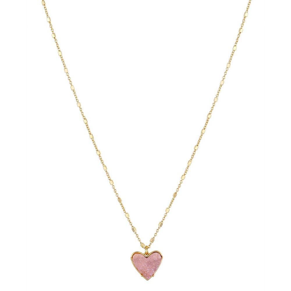 商品Unwritten|14k Gold Plated Pink Druzy Heart Pendant Necklace,价格¥194,第1张图片