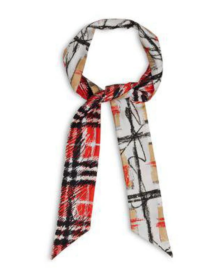 商品Burberry|Scribble Check Silk Skinny Scarf ,价格¥762,第1张图片