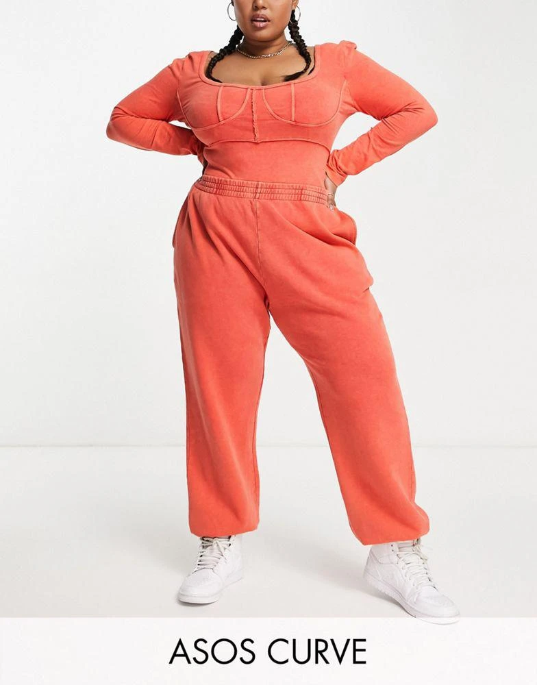 商品ASOS|ASOS DESIGN Curve washed oversized jogger in red,价格¥129,第1张图片