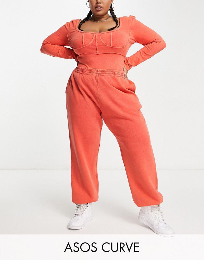 商品ASOS|ASOS DESIGN Curve washed oversized jogger in red,价格¥186,第1张图片