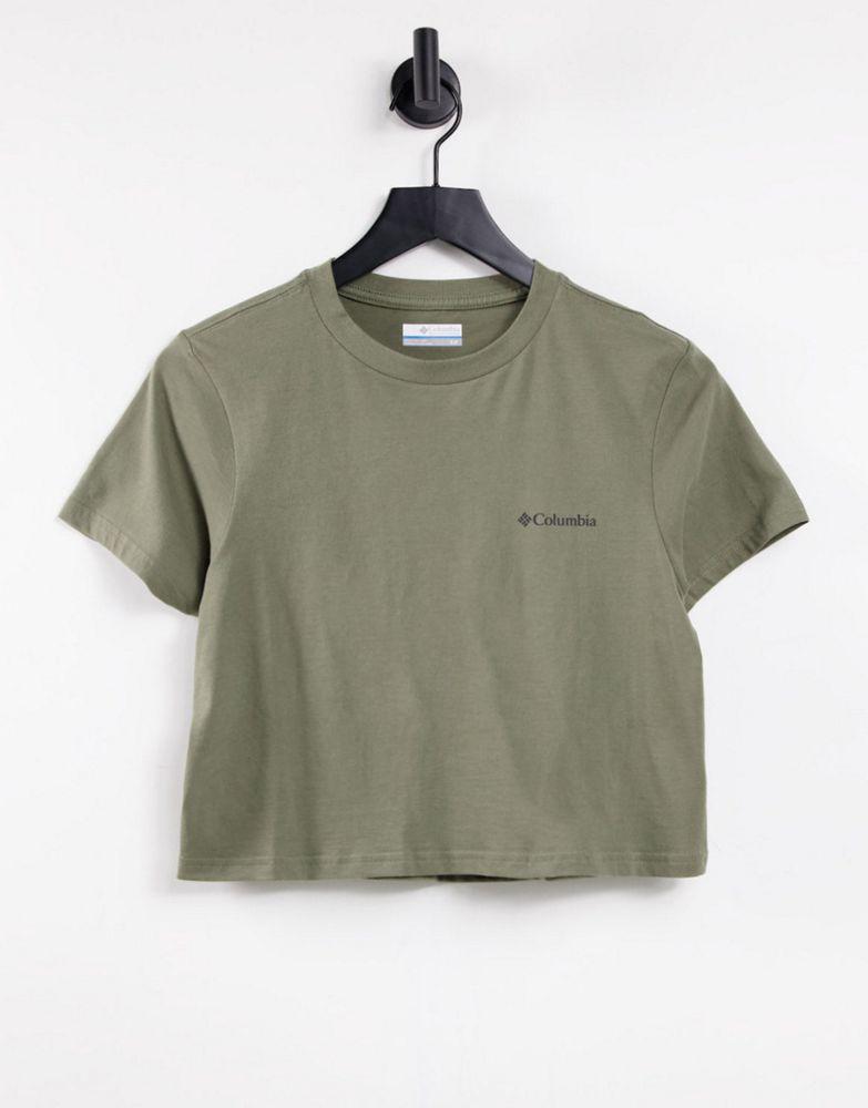 商品Columbia|Columbia CSC River 1/2 crop t-shirt in green Exclusive at ASOS,价格¥117,第4张图片详细描述