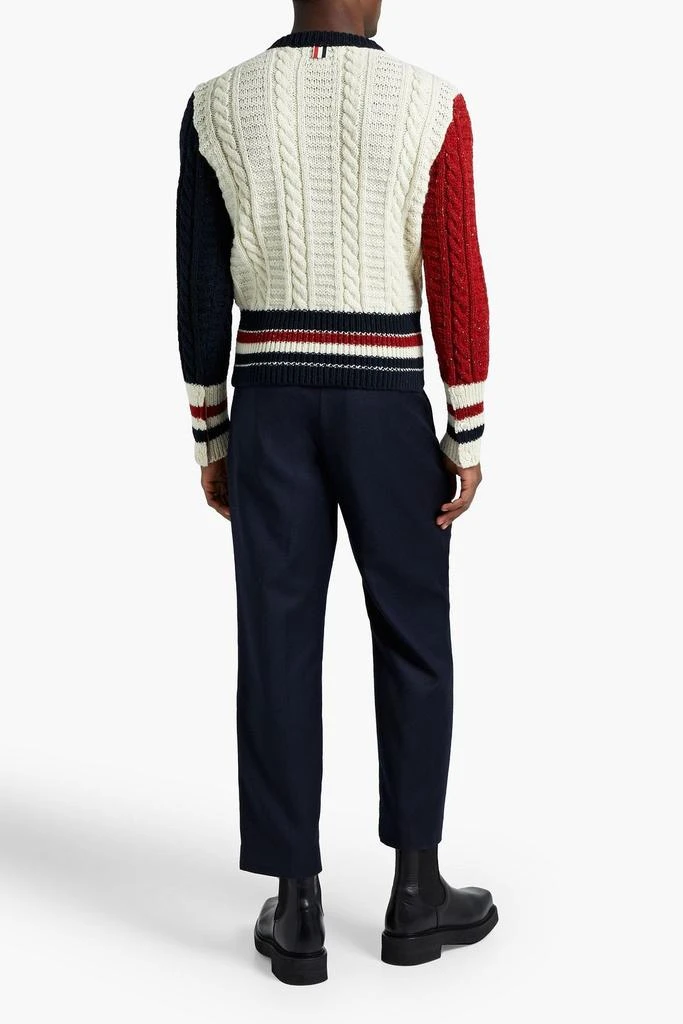 商品Thom Browne|Striped cable-knit wool and mohair-blend sweater,价格¥4858,第3张图片详细描述