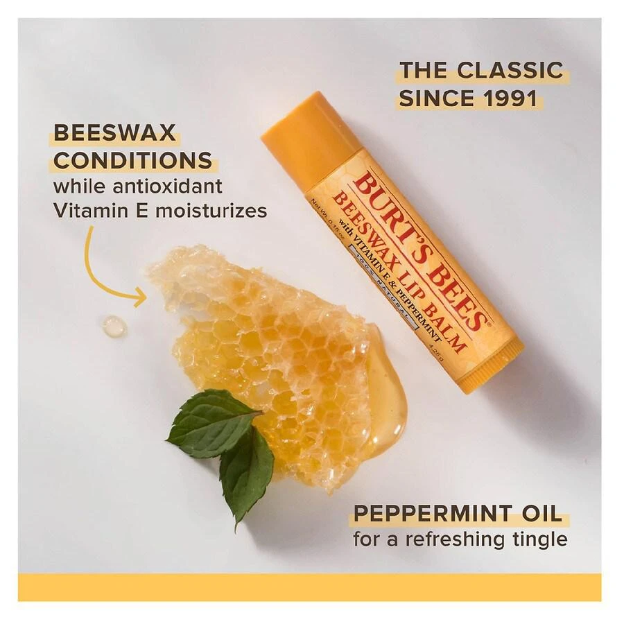 商品Burt's Bees|Moisturizing Lip Balm Pack Cucumber Mint with Beeswax,价格¥29,第3张图片详细描述