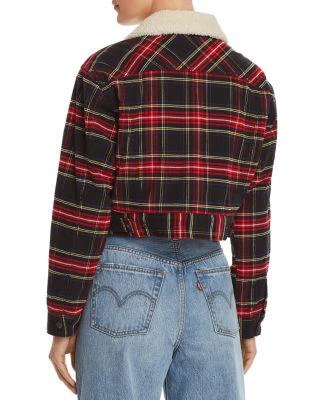 商品Levi's|Plaid Corduroy Cropped Trucker Jacket - 100% Exclusive,价格¥285,第4张图片详细描述