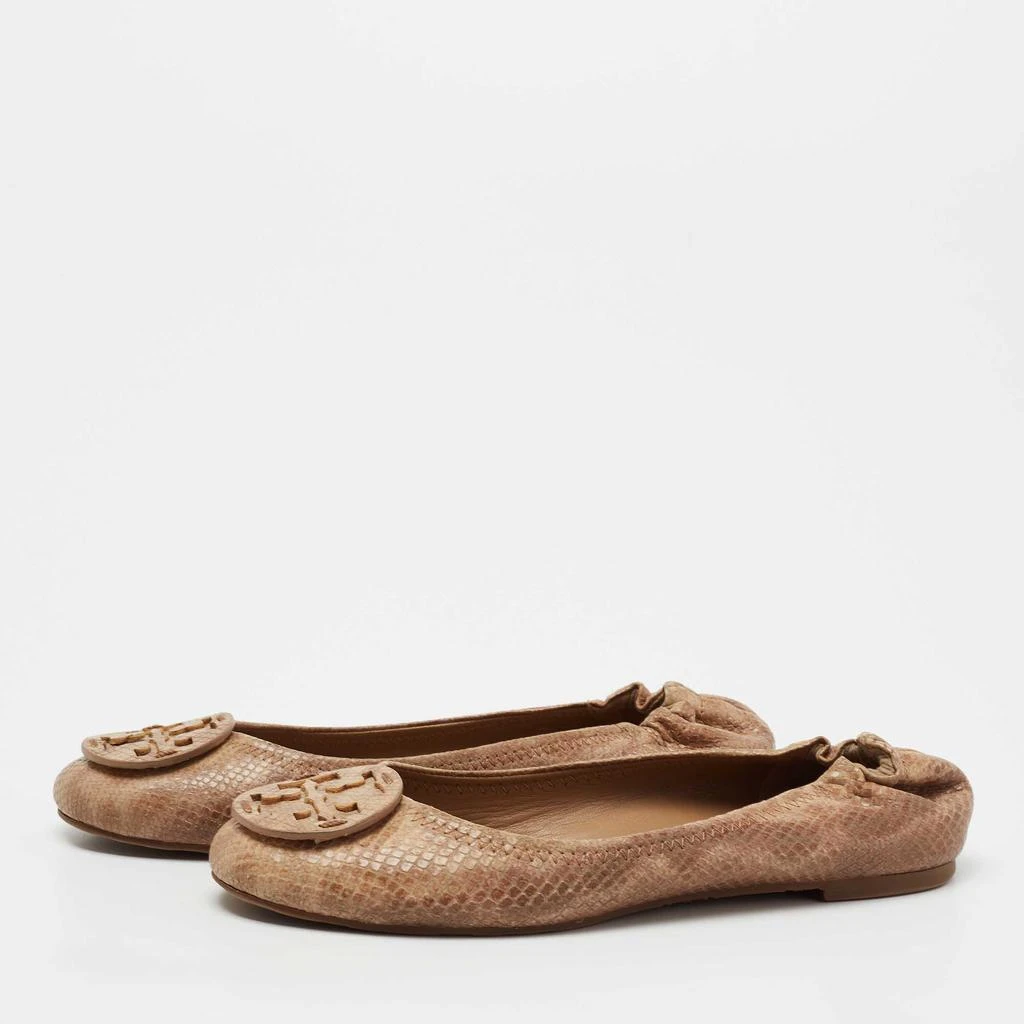 商品[二手商品] Tory Burch|Tory Burch Light Brown Python Embossed Leather Reva Ballet Flats Size 39,价格¥805,第2张图片详细描述